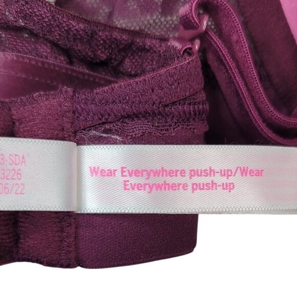 Victoria's Secret PINK Wear Everywhere Bra Purple 34B Velour Push Up Underwire - Picture 11 of 13